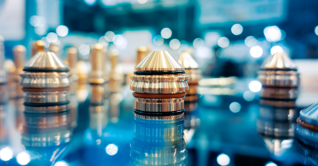 several copper plasma nozzles with black and red o rings