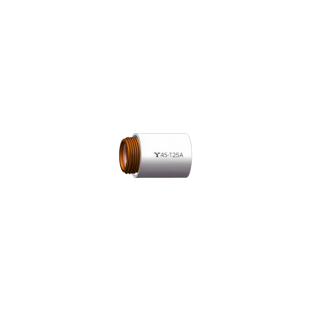 White retaining cap for thermacut plasma cutter on white background