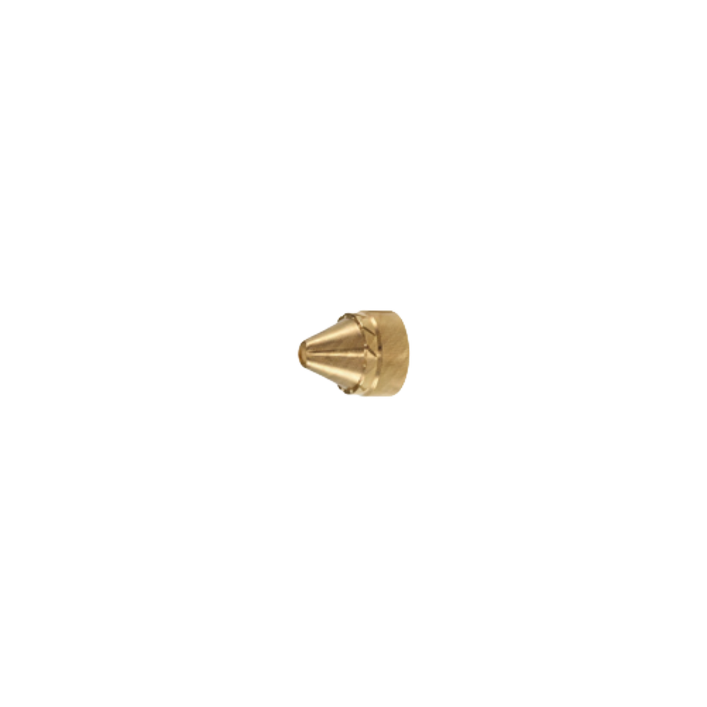 A small brass nozzle tip shown against a plain white background.