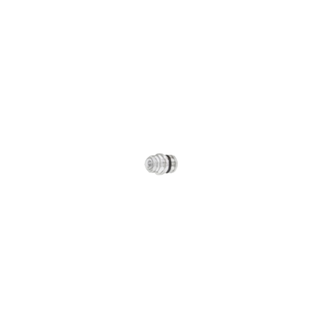 A small silver metal cylindrical component with a threaded center, shown against a solid white background.