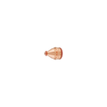 A copper nozzle with a red rubber o rings, shown against a solid black background