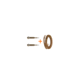 two silver screws next to a brown insulator ring on black background