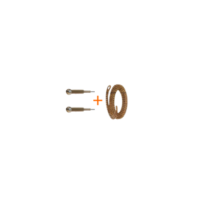 two silver screws next to a brown insulator ring on black background