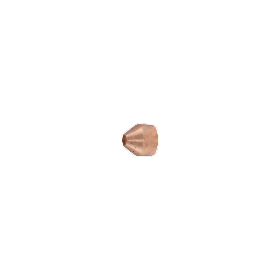 A single small metallic copper-colored cone-shaped component centered on a plain white background.