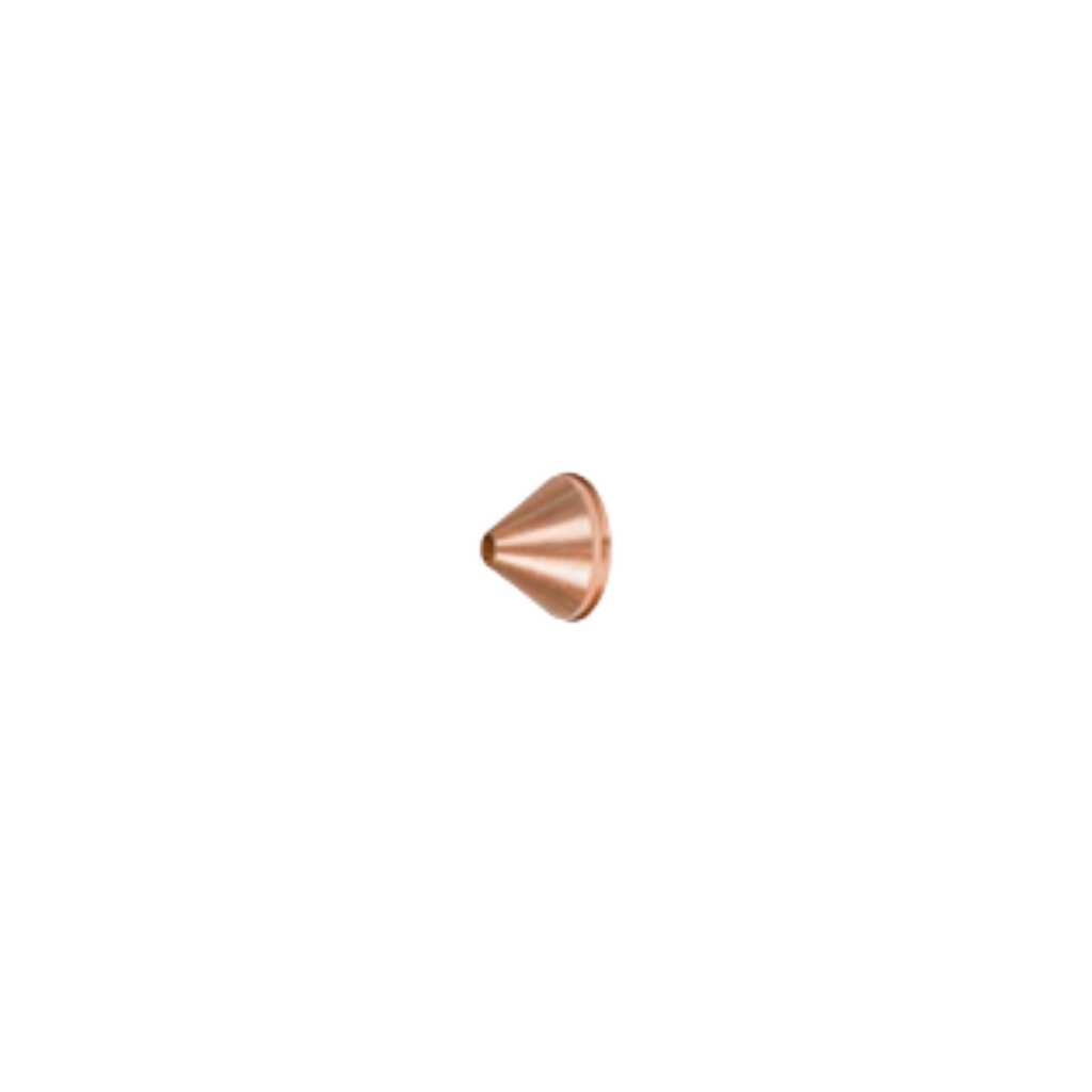 A small metallic copper-colored cone-shaped hardware piece, possibly a wall hook or decorative accent, centered on a solid white background.