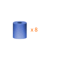 A single blue cylindrical roll or tube centered on a white background, with orange text reading 'x 8' to the right indicating a quantity of eight.