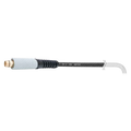 short grey mechanized plasma cutting torch on black background