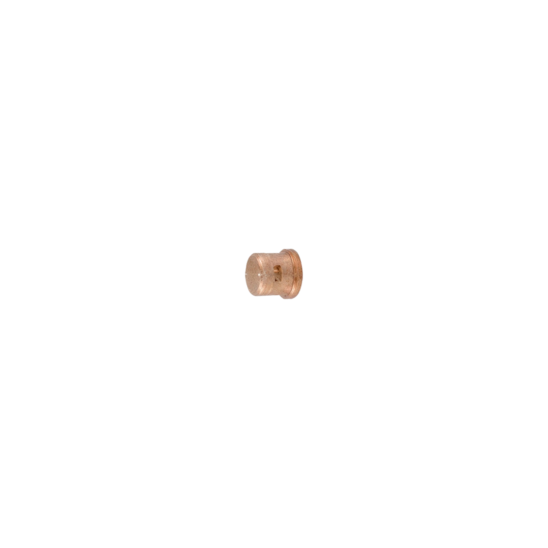 A small copper cutting nozzle for a plasma cutter shown against a plain white background.