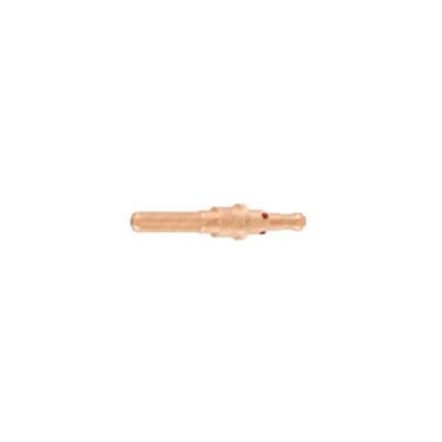 A small metallic copper-colored component or connector with a cylindrical shape and a central threaded section, shown horizontally against a solid white background.
