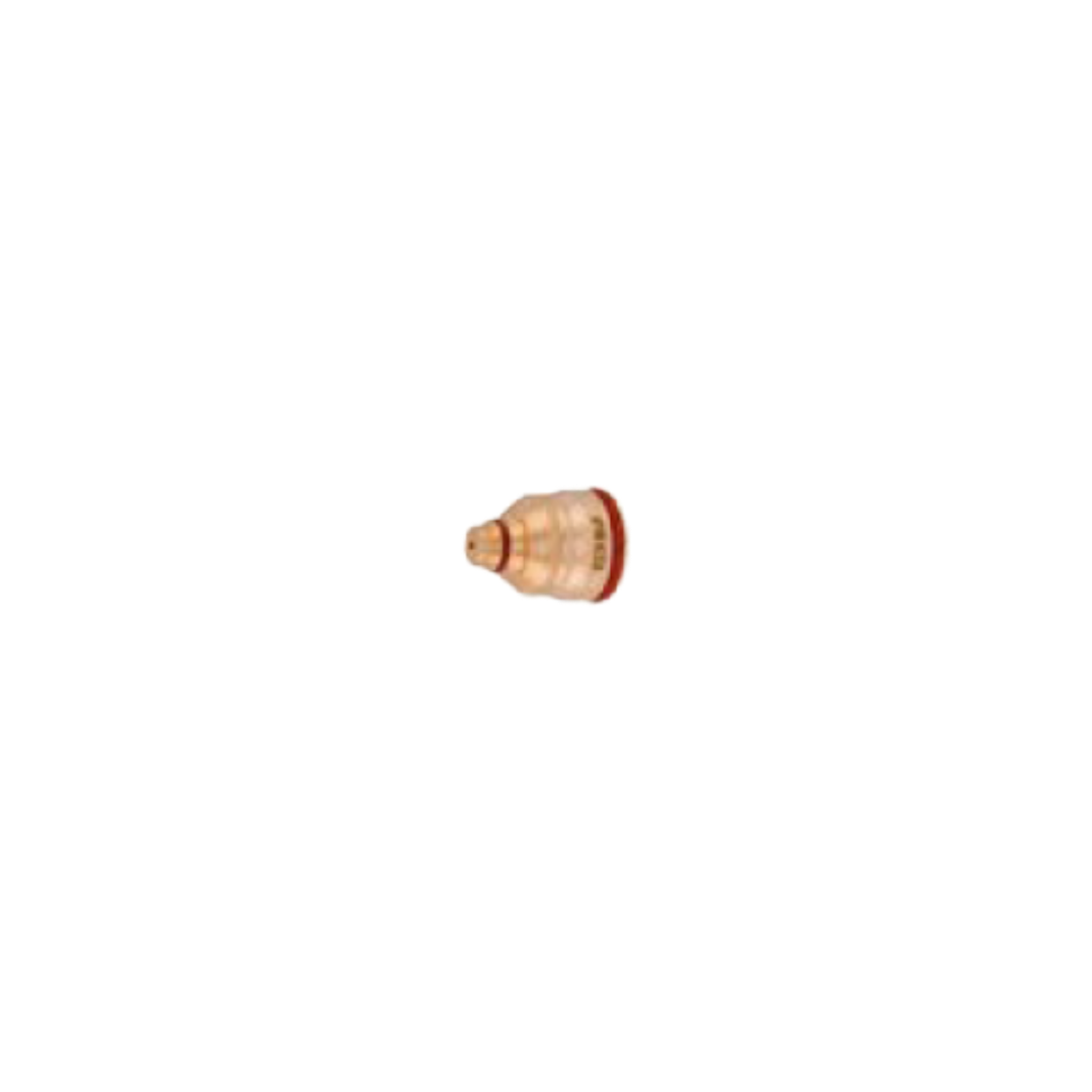 copper colored cutting nozzle for plasma cutting on black background