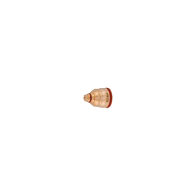 copper colored cutting nozzle for plasma cutting on black background
