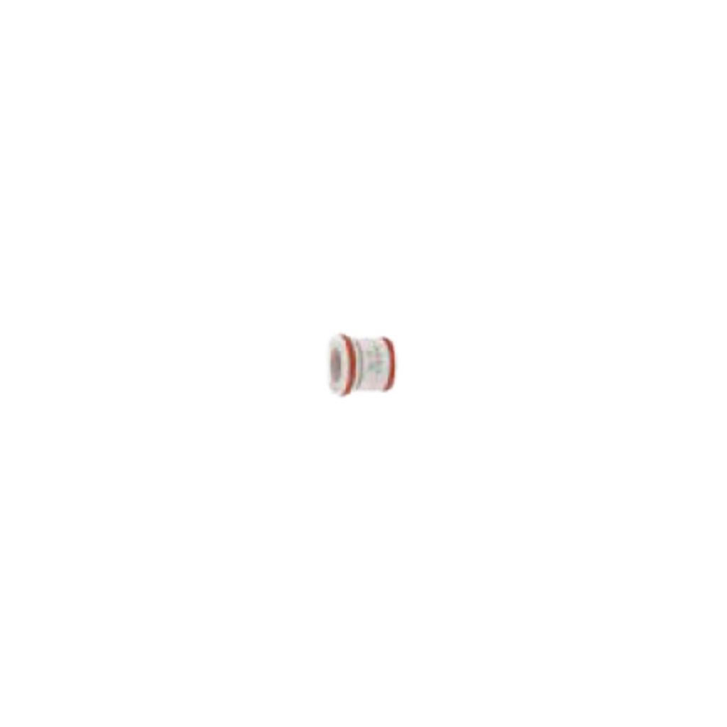 A small cylindrical product with a white body and red accents, centered on a plain white background.