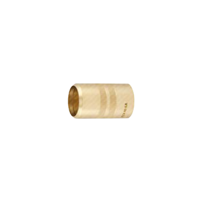 A brass cylindrical connector or fitting with a textured exterior and a smooth interior, shown against a plain white background.