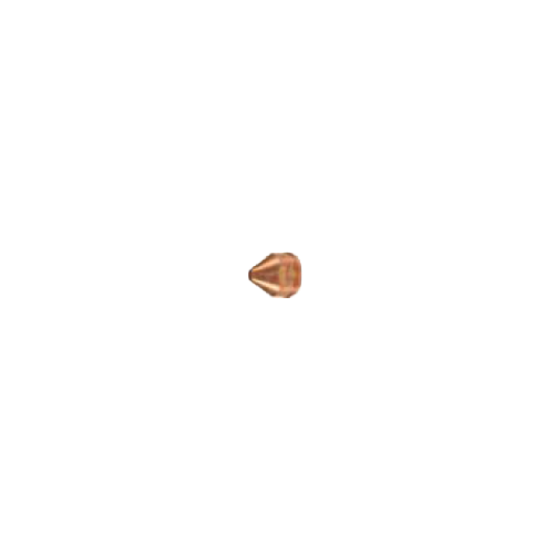 A single small metallic rose gold cone-shaped stud or cap shown against a solid white background.