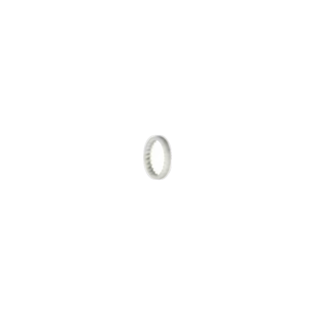A single silver-toned metal ring with a textured, ribbed outer surface, shown against a solid white background.