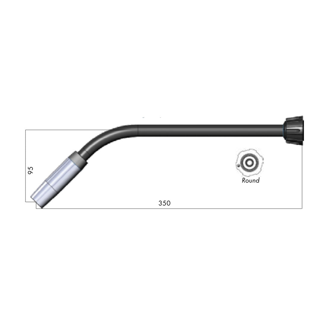 Binzel 014.H494 45° long gooseneck drawing, for ABIMIG AT 355 MIG welding torch
