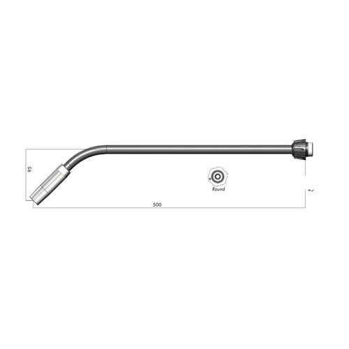 Binzel 014.H500 45° extra long gooseneck drawing, for ABIMIG AT 355 MIG welding torch