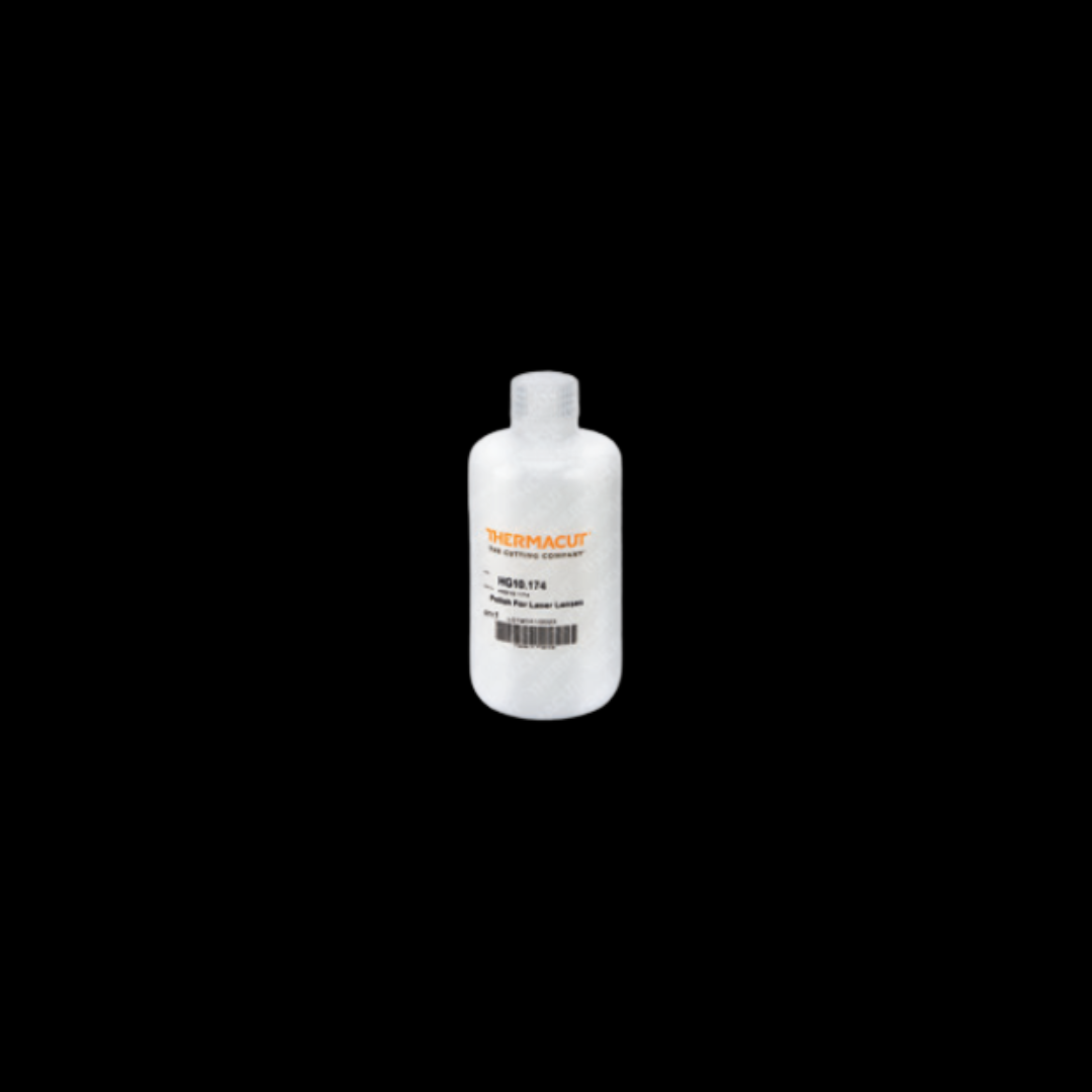 white bottle on black background of laser optics polish